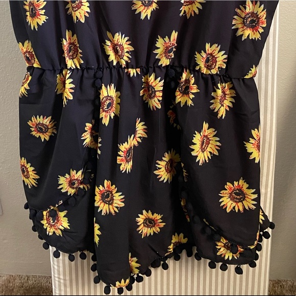 Women’s Sunflower Spaghetti Strap Romper - Picture 2 of 4